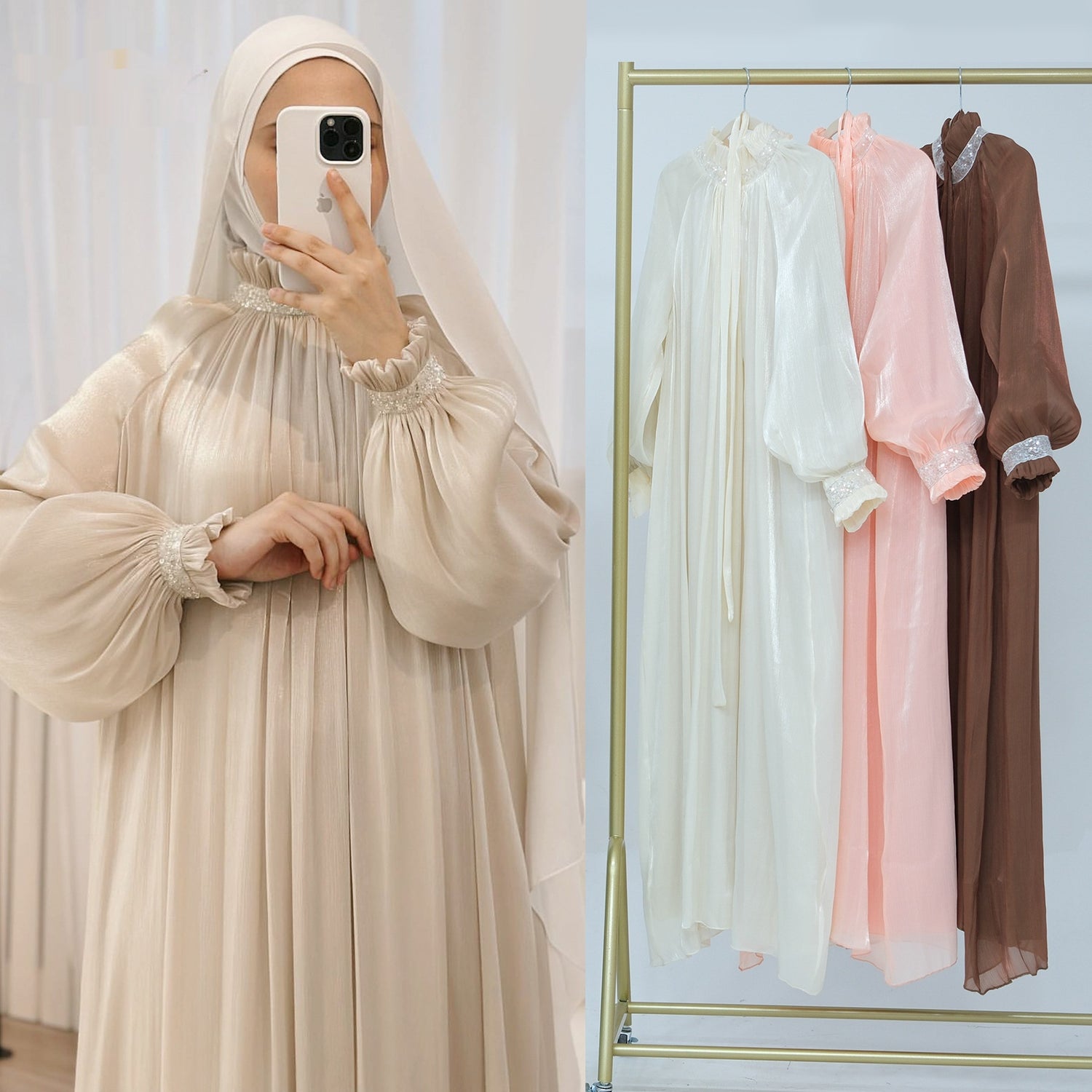 Turkey Dubai Exquisite Pure Color Tied Dress - Meesal