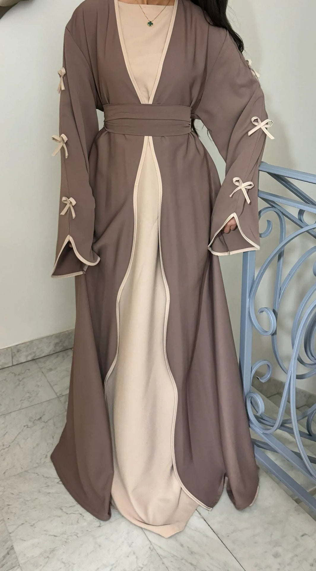 Middle East Dubai Pure Beauty Bow Robe Dress - Meesal