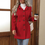 Mid-length Elegant Lapel Button Temperament Slim-fit Woolen Coat - Meesal