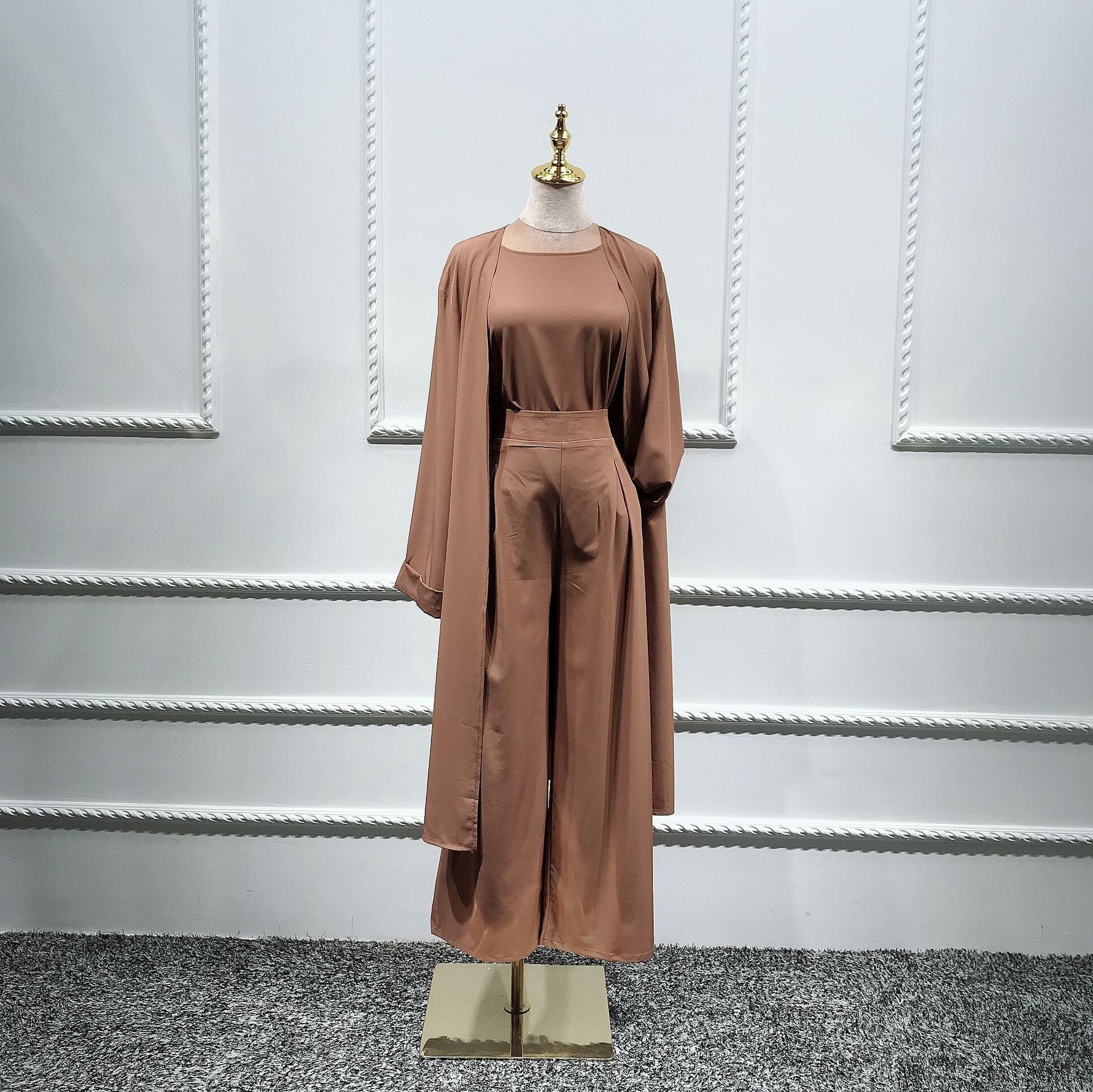 Turkish fashion solid color three-piece suit - Meesal