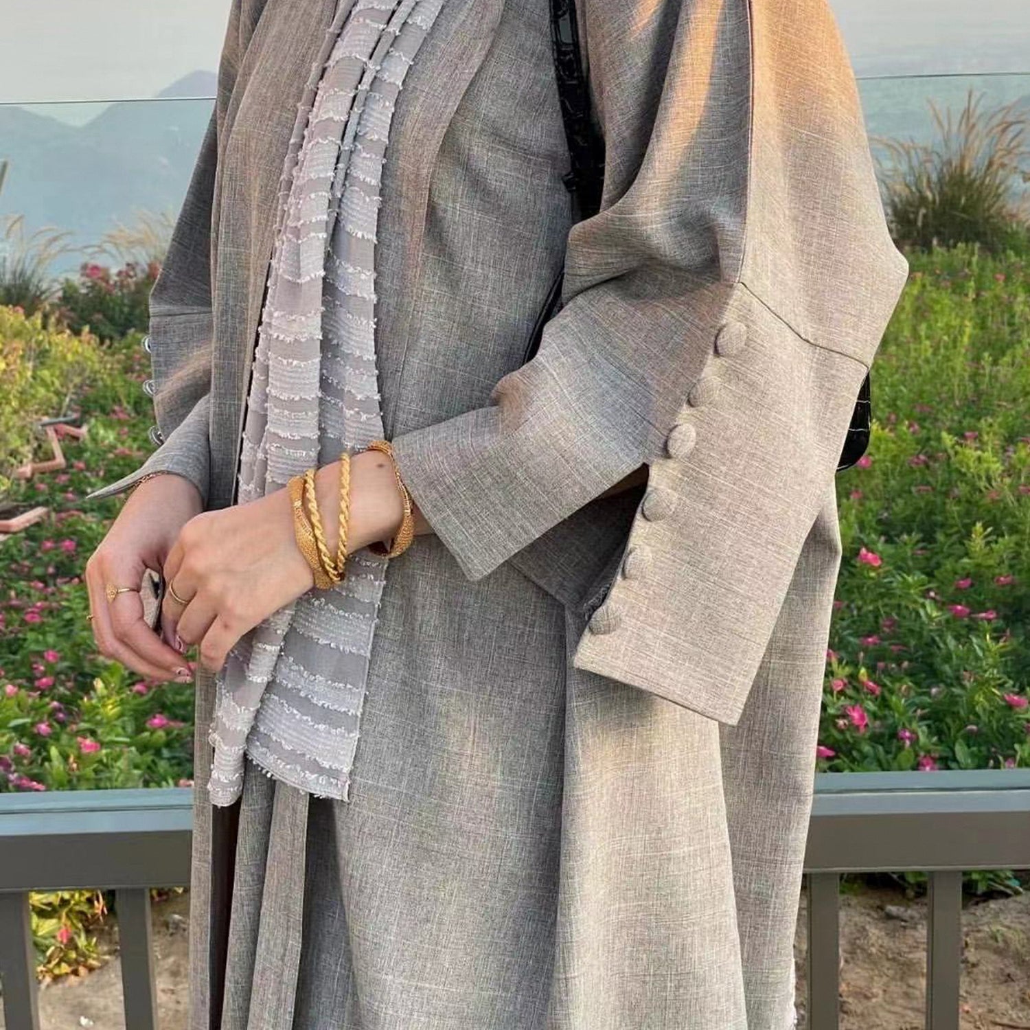 Dubai Middle East Turkey Loose Plus Size Elegant Cardigan Robe - Meesal