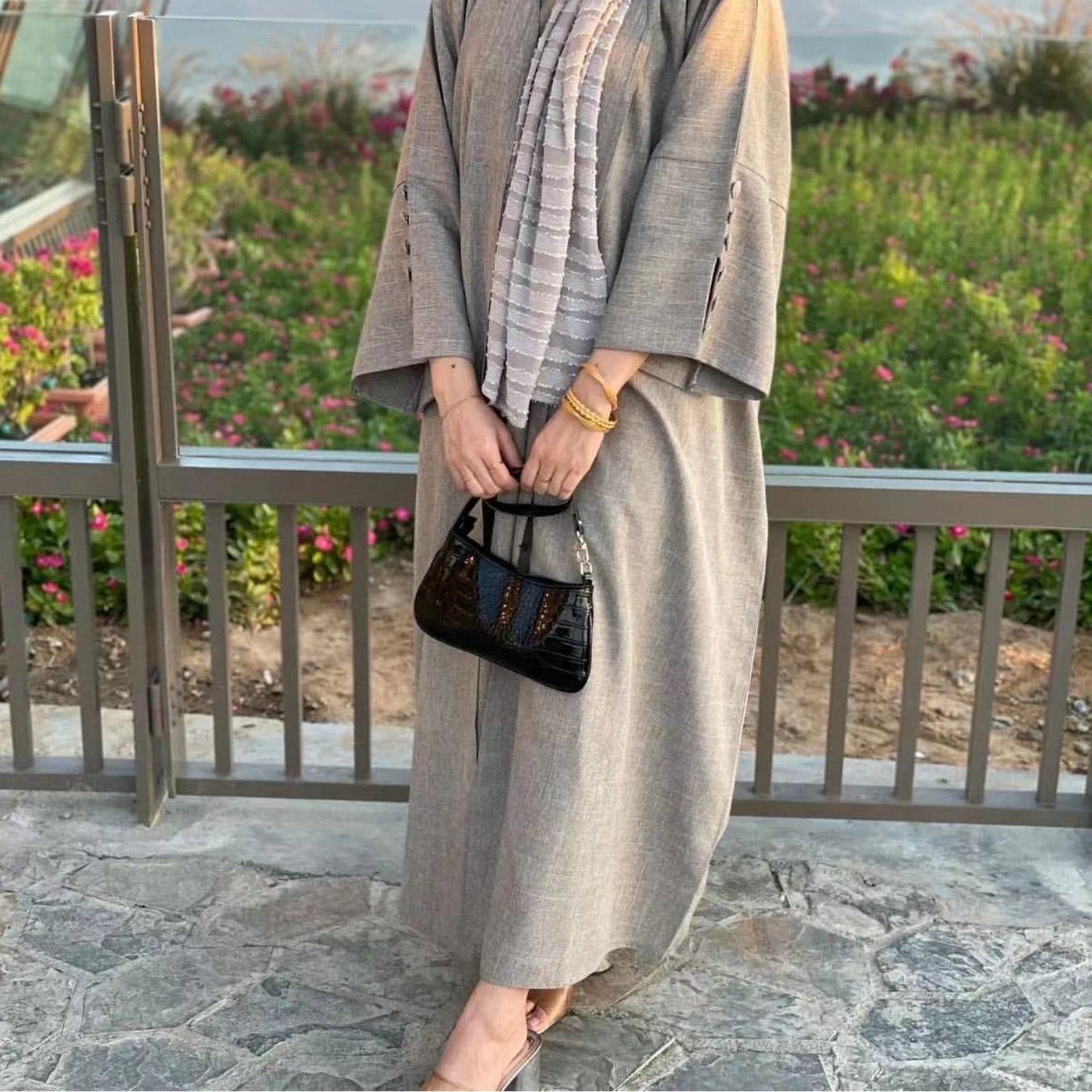 Dubai Middle East Turkey Loose Plus Size Elegant Cardigan Robe - Meesal