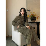 Autumn And Winter French Vintage Velvet Dress Women - Meesal