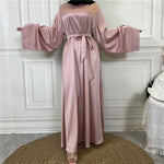 Middle East Dubai Hot Sale Lace Up Satin Muslim Dress - Meesal