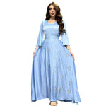 Muslim Leaves Pattern Rhinestone Belt Dubai Robe Gown - Meesal