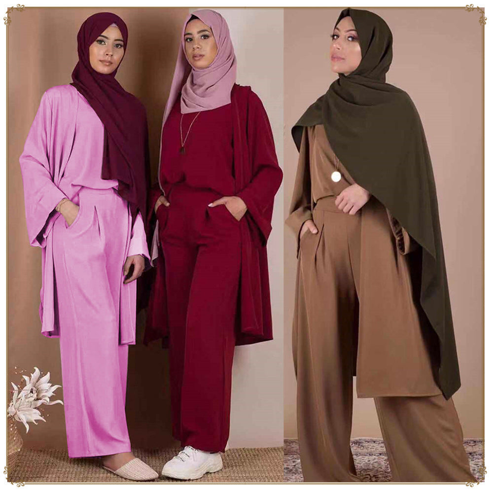 Turkish fashion solid color three-piece suit - Meesal