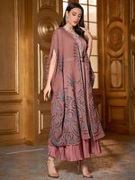 Fashion  Embroidered 34 Sleeve Dubai Robe - Meesal