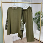 Turkey Embroidered Wide-leg Pants Two-piece Set - Meesal