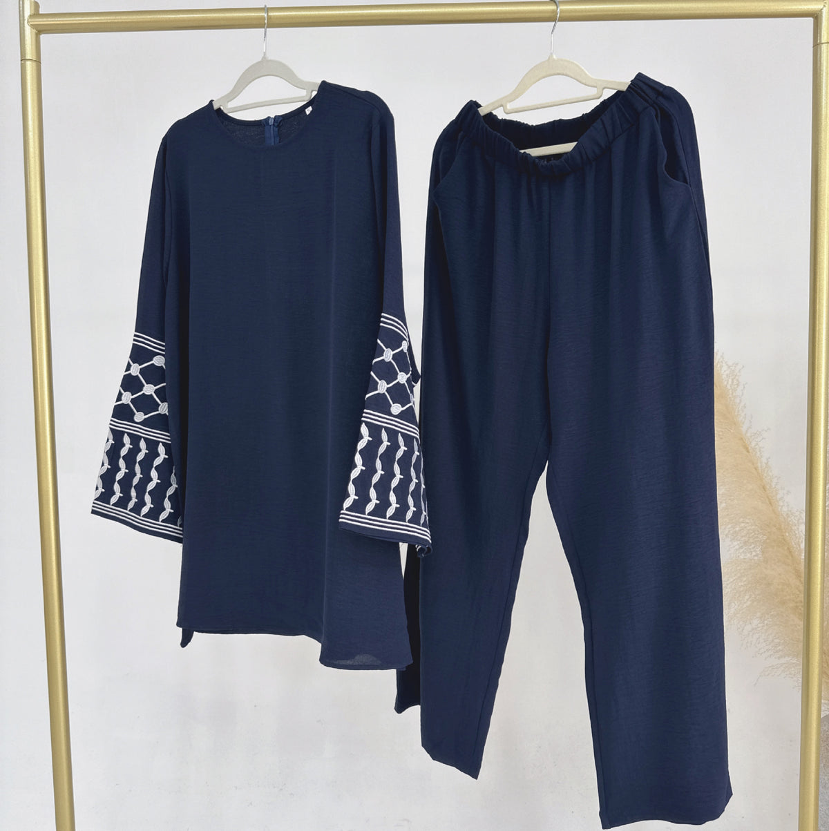 Turkey Embroidered Wide-leg Pants Two-piece Set - Meesal
