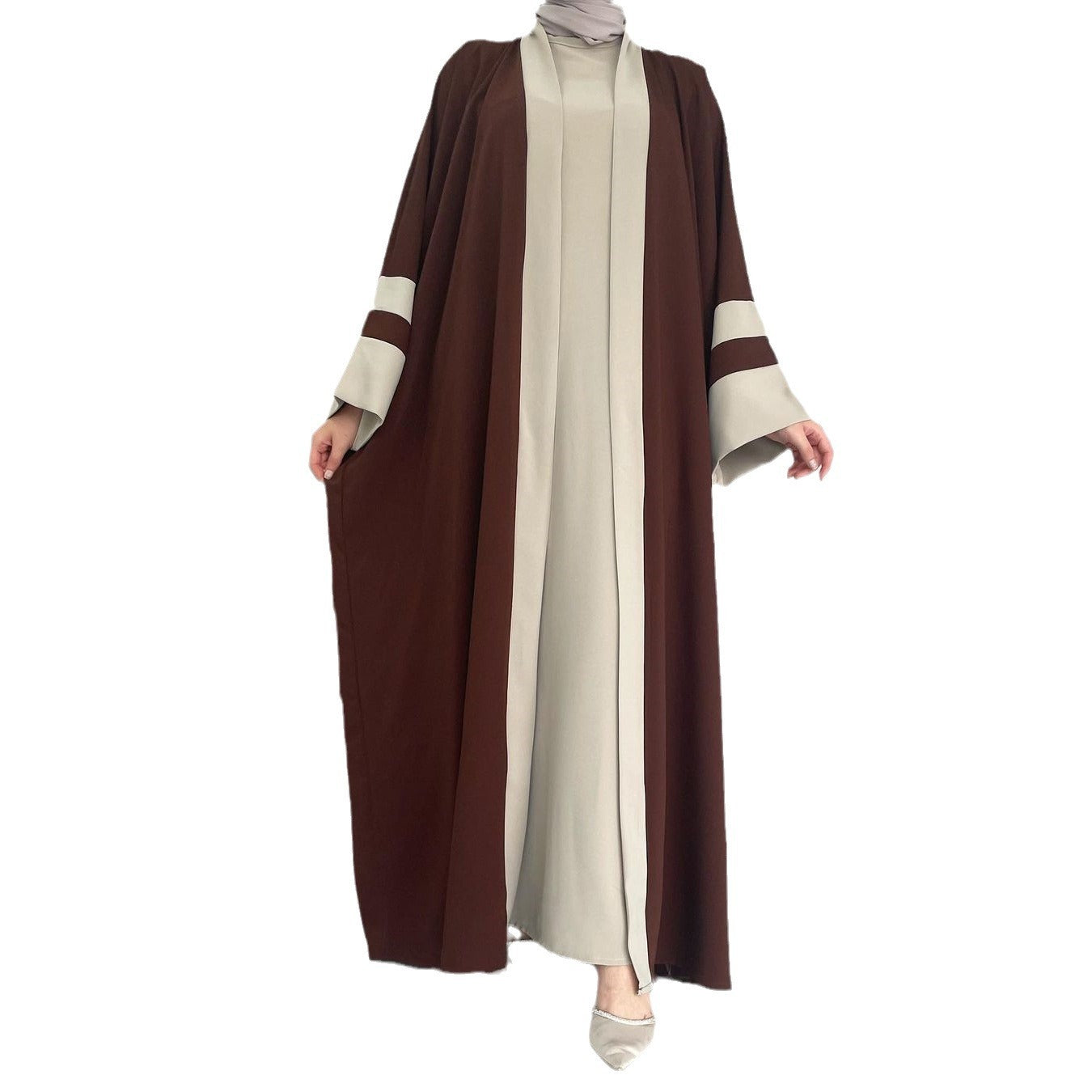 Women's Muslim Long Dress Abaya Two-piece Suit - Meesal