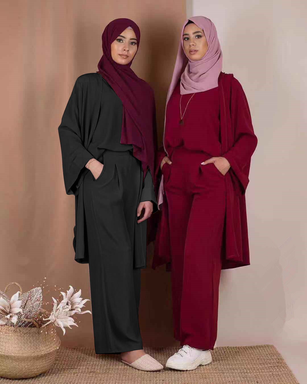 Turkish fashion solid color three-piece suit - Meesal