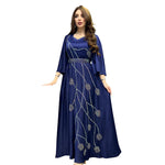Muslim Leaves Pattern Rhinestone Belt Dubai Robe Gown - Meesal