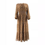 Women's Middle East Muslim Chiffon Flower Smocking Long Fashion Elegant Dress - Meesal