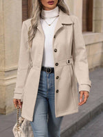 Mid-length Elegant Lapel Button Temperament Slim-fit Woolen Coat - Meesal