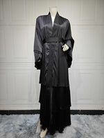 Muslim Fashion Solid Color Robe Abaya Outer Wear Cardigan - Meesal