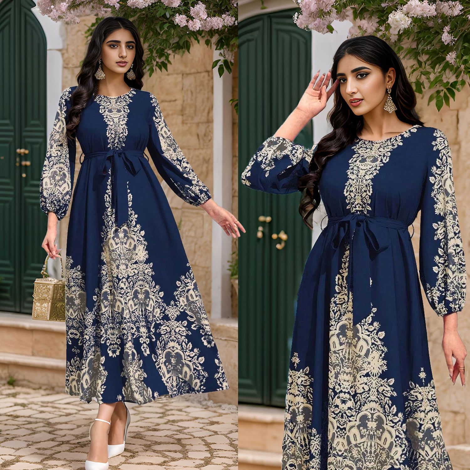 Middle East Arab Muslim Printed Dress - Meesal