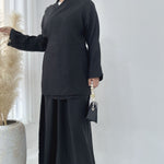 Solid Color Casual Lace Up Middle East Dubai Top And Skirt Suit - Meesal