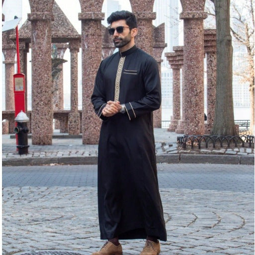 Muslim Middle East Long Sleeve Embroidered Casual Ethnic Robe - Meesal