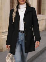 Mid-length Elegant Lapel Button Temperament Slim-fit Woolen Coat - Meesal
