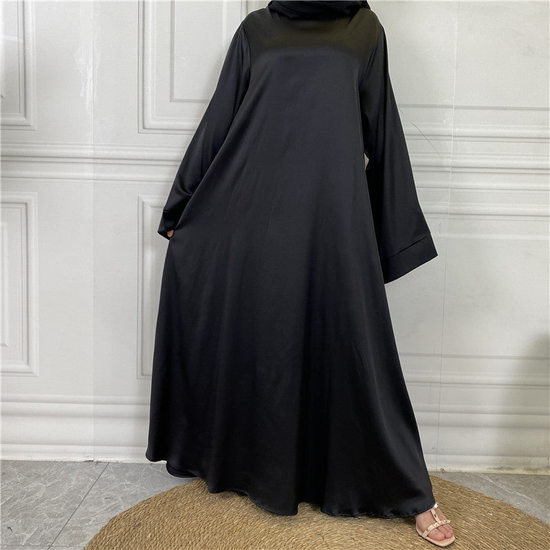 Middle East Dubai Hot Sale Lace Up Satin Muslim Dress - Meesal