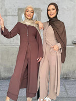 Dubai Turkey Casual Solid Color Two-piece Set - Meesal