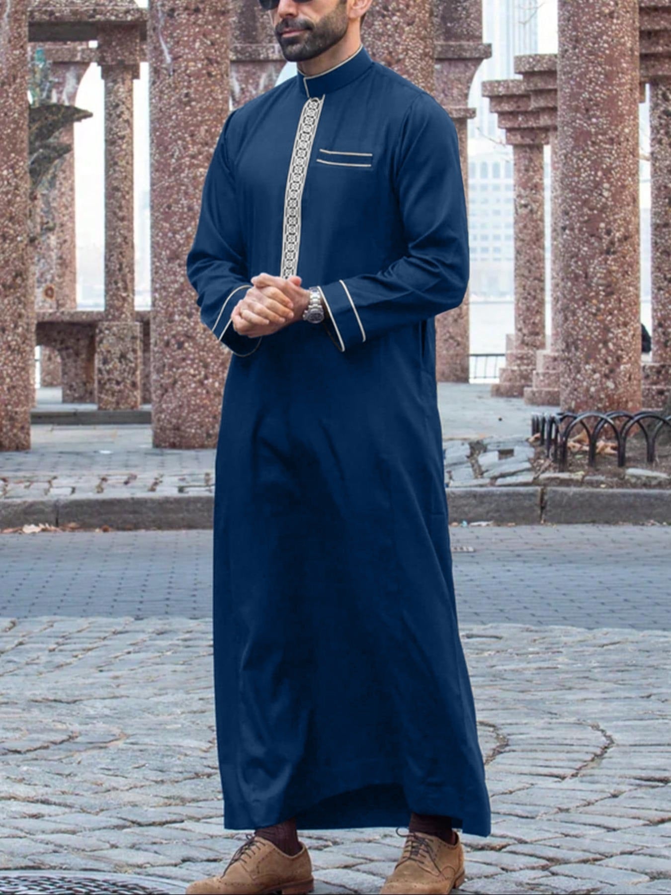 Muslim Middle East Long Sleeve Embroidered Casual Ethnic Robe - Meesal