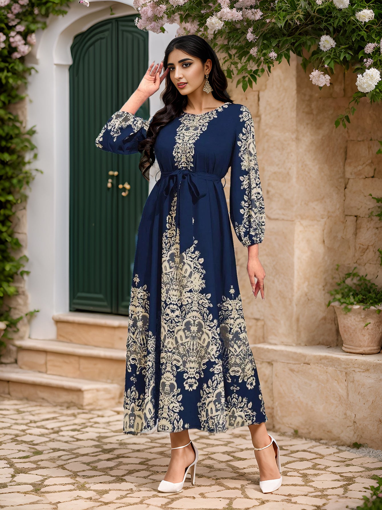 Middle East Arab Muslim Printed Dress - Meesal