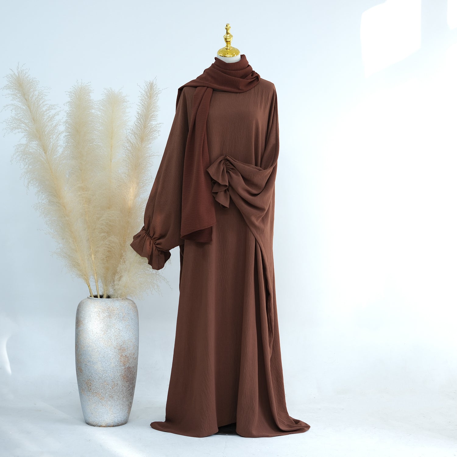 Middle East Dubai Turkey Solid Color Dress Leisure - Meesal