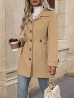 Mid-length Elegant Lapel Button Temperament Slim-fit Woolen Coat - Meesal