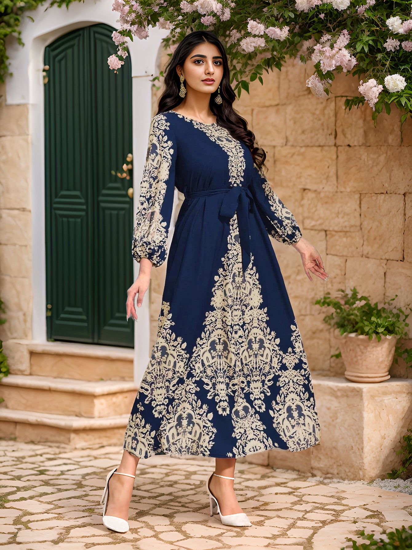 Middle East Arab Muslim Printed Dress - Meesal