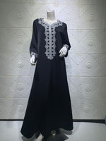 Middle East Dubai Embroidery  Bronzing Lace Jalabiya Dress - Meesal