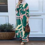 Muslim Suit Two-piece Spring And Autumn Clothing Retro Long Shirt Wide Leg Pants Suit - Meesal