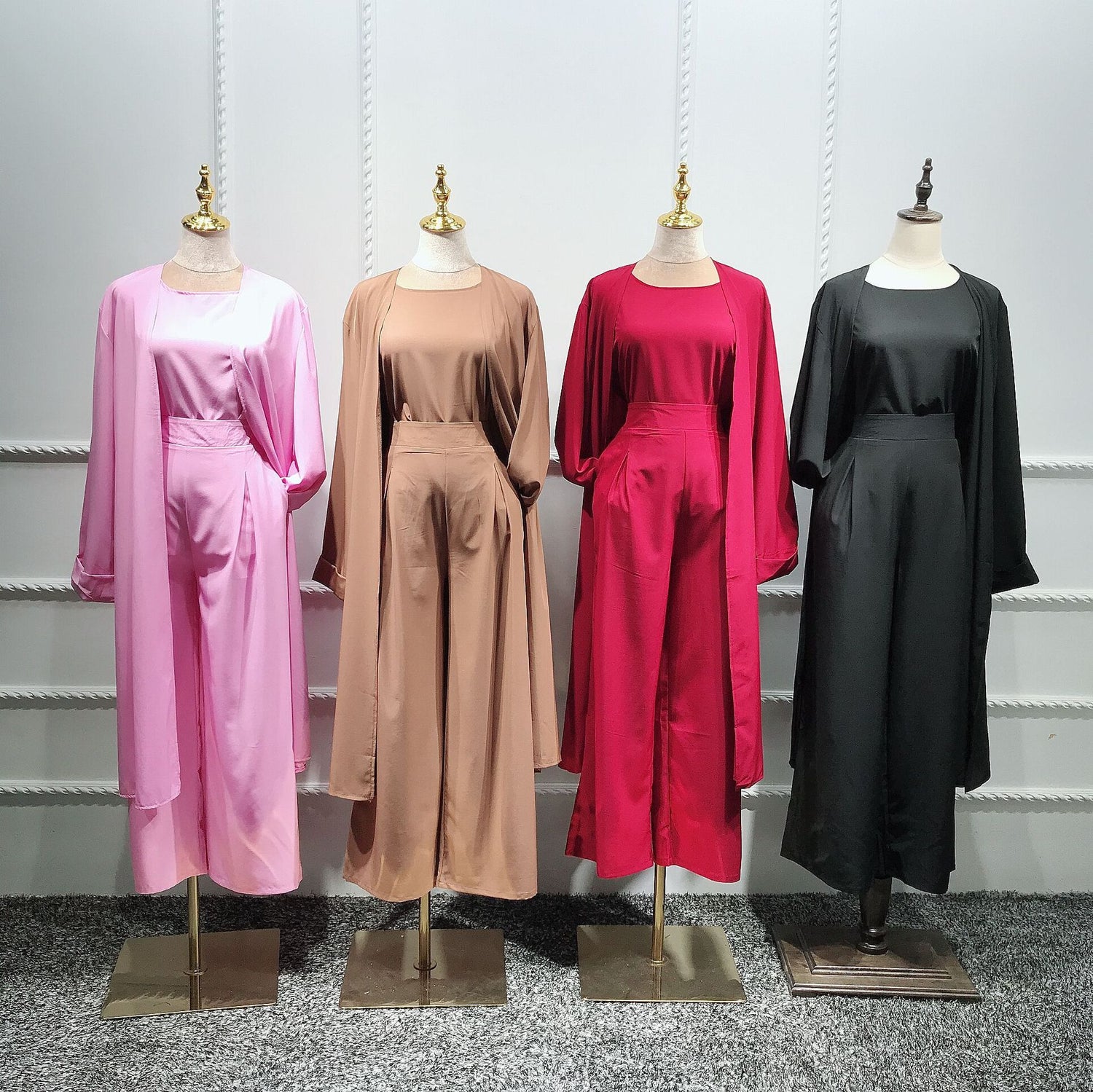 Turkish fashion solid color three-piece suit - Meesal