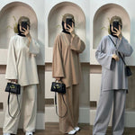 Middle East Dubai Turkey Solid Color Loose Two-piece Suit - Meesal