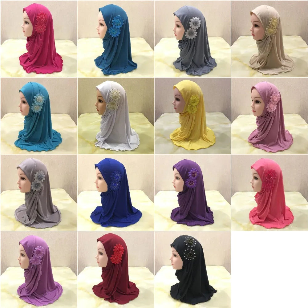 Solid flowers head scarf - Meesal