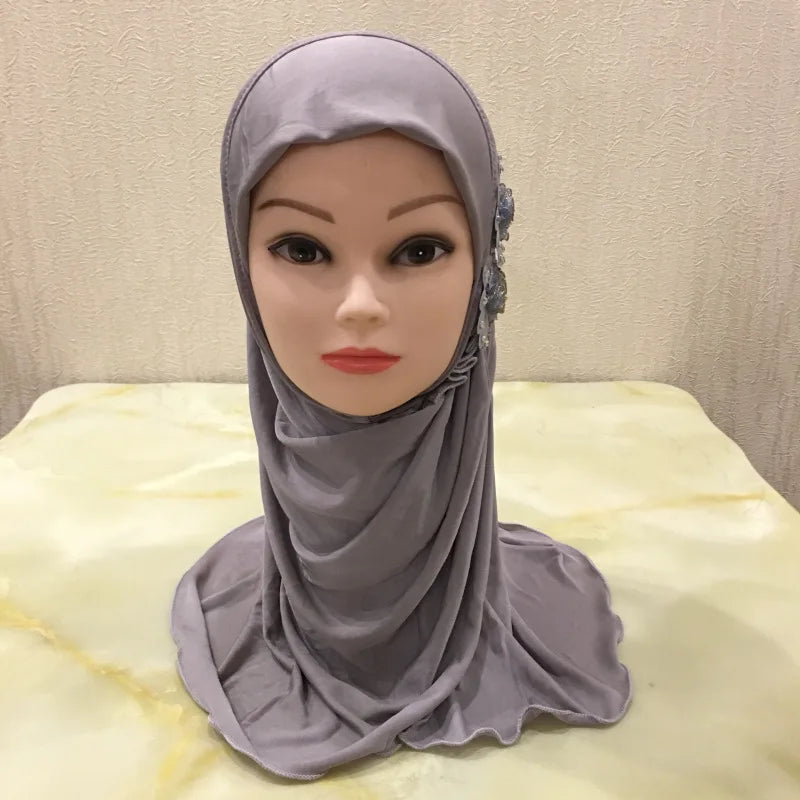 Solid flowers head scarf - Meesal
