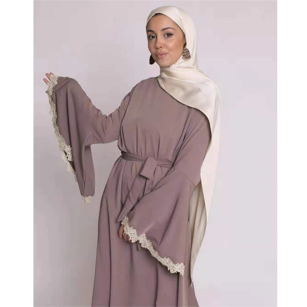 Ramadan Muslim Women Arabic Abaya Turkey Middle East Maxi Robe Gown Dubai Flare Sleeve Long Dress Islamic Clothing Caftan Casual - Meesal