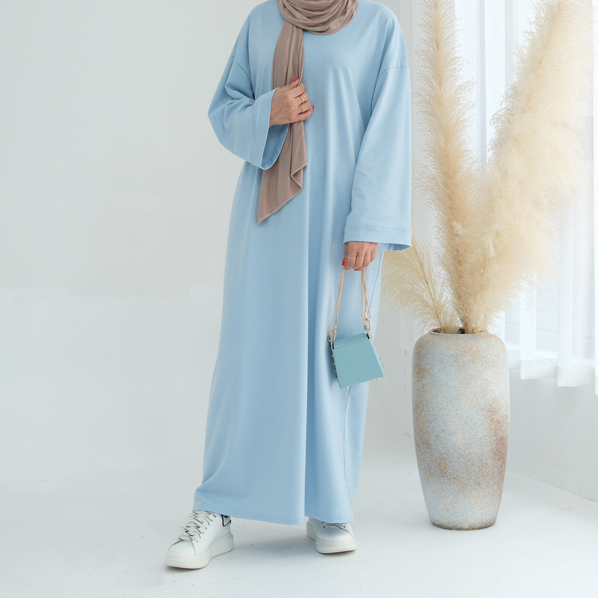 Dubai Middle East Turkey Solid Color Hoodie Dress - Meesal