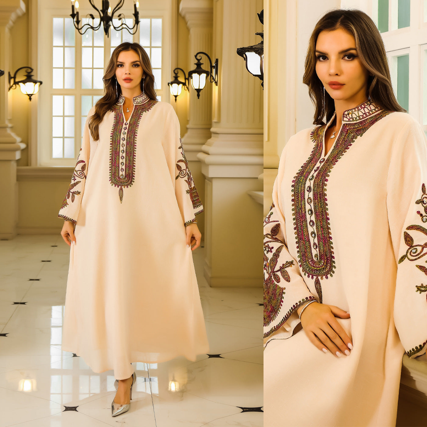 Fashion Muslim Rope Embroidered Robe Women's Clothing - Meesal