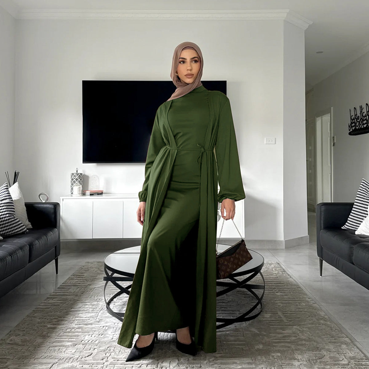 Dubai Middle East Turkey Elegant Dress Cardigan Suit - Meesal