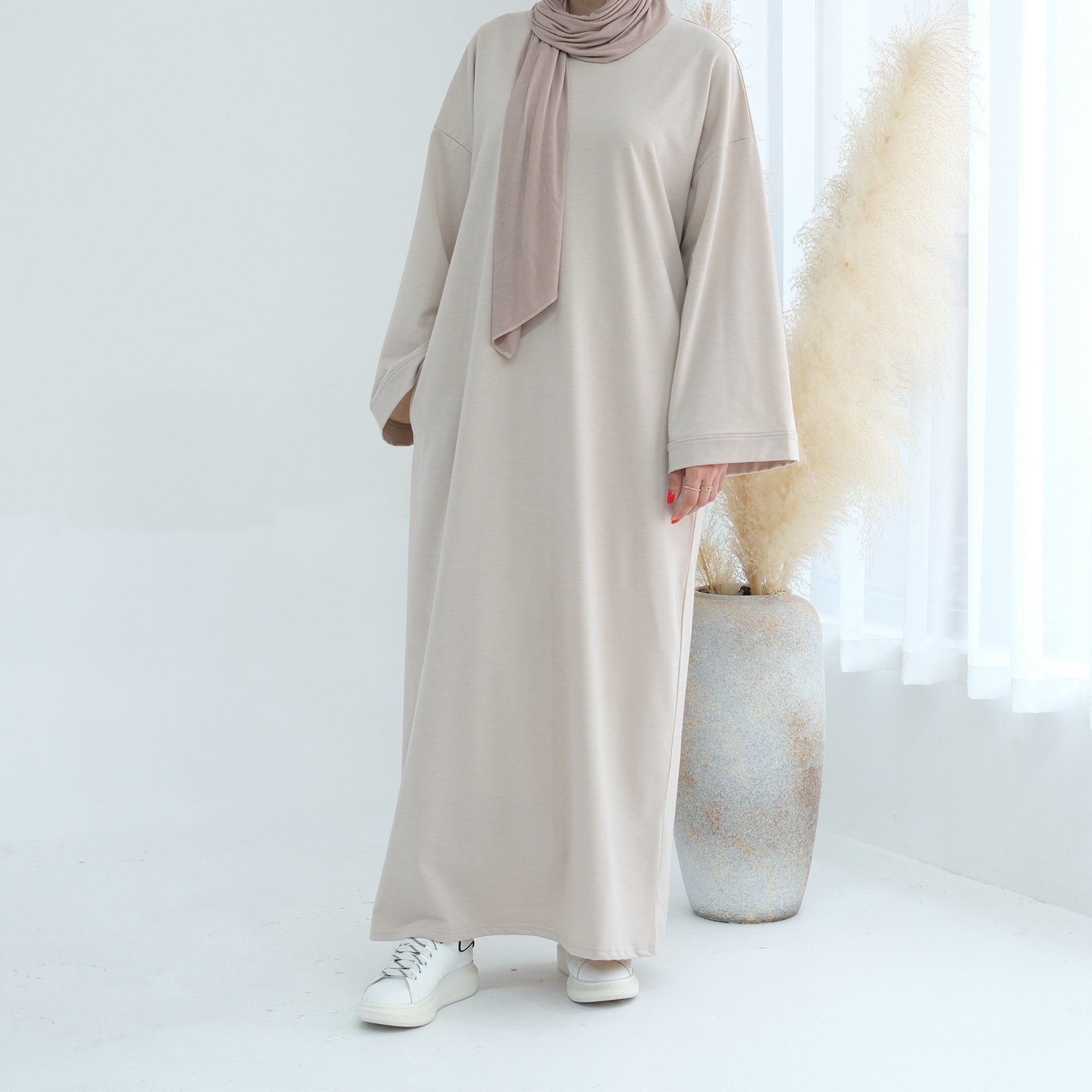Dubai Middle East Turkey Solid Color Hoodie Dress - Meesal