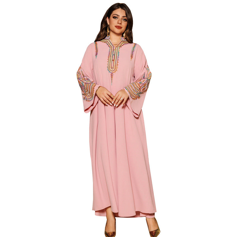 Women's Embroidered Rope Embroidered Muslim Dress - Meesal