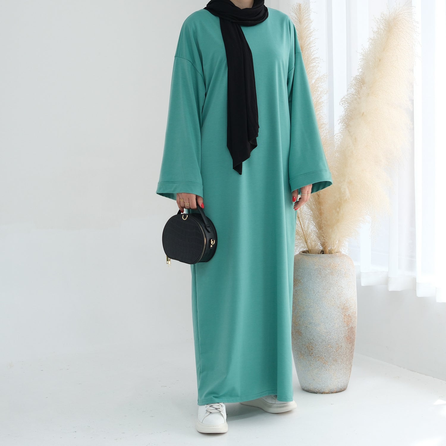 Dubai Middle East Turkey Solid Color Hoodie Dress - Meesal