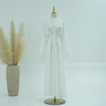 Middle East Turkey Dubai Solid Color Drawstring Sleeve Dress - Meesal