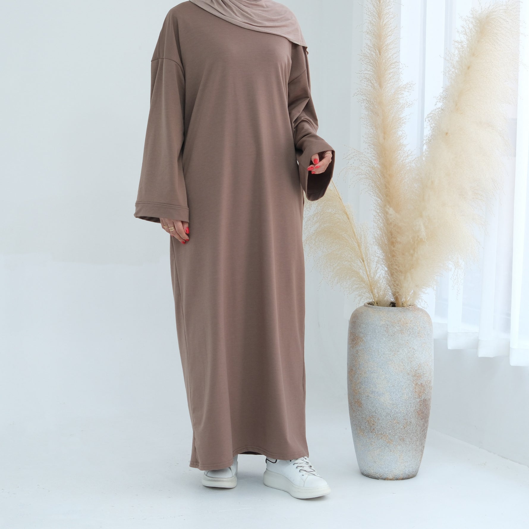 Dubai Middle East Turkey Solid Color Hoodie Dress - Meesal