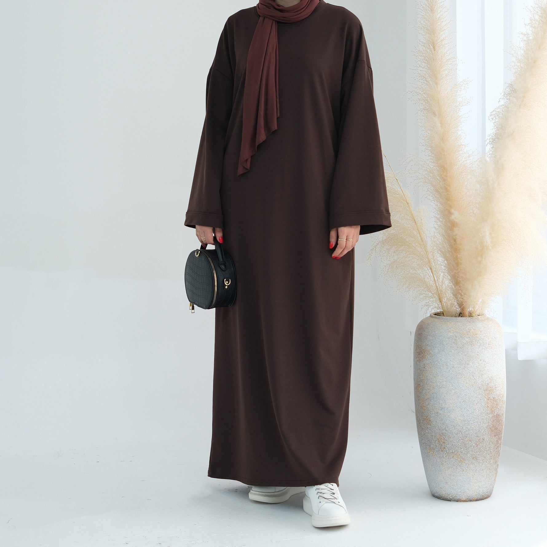 Dubai Middle East Turkey Solid Color Hoodie Dress - Meesal