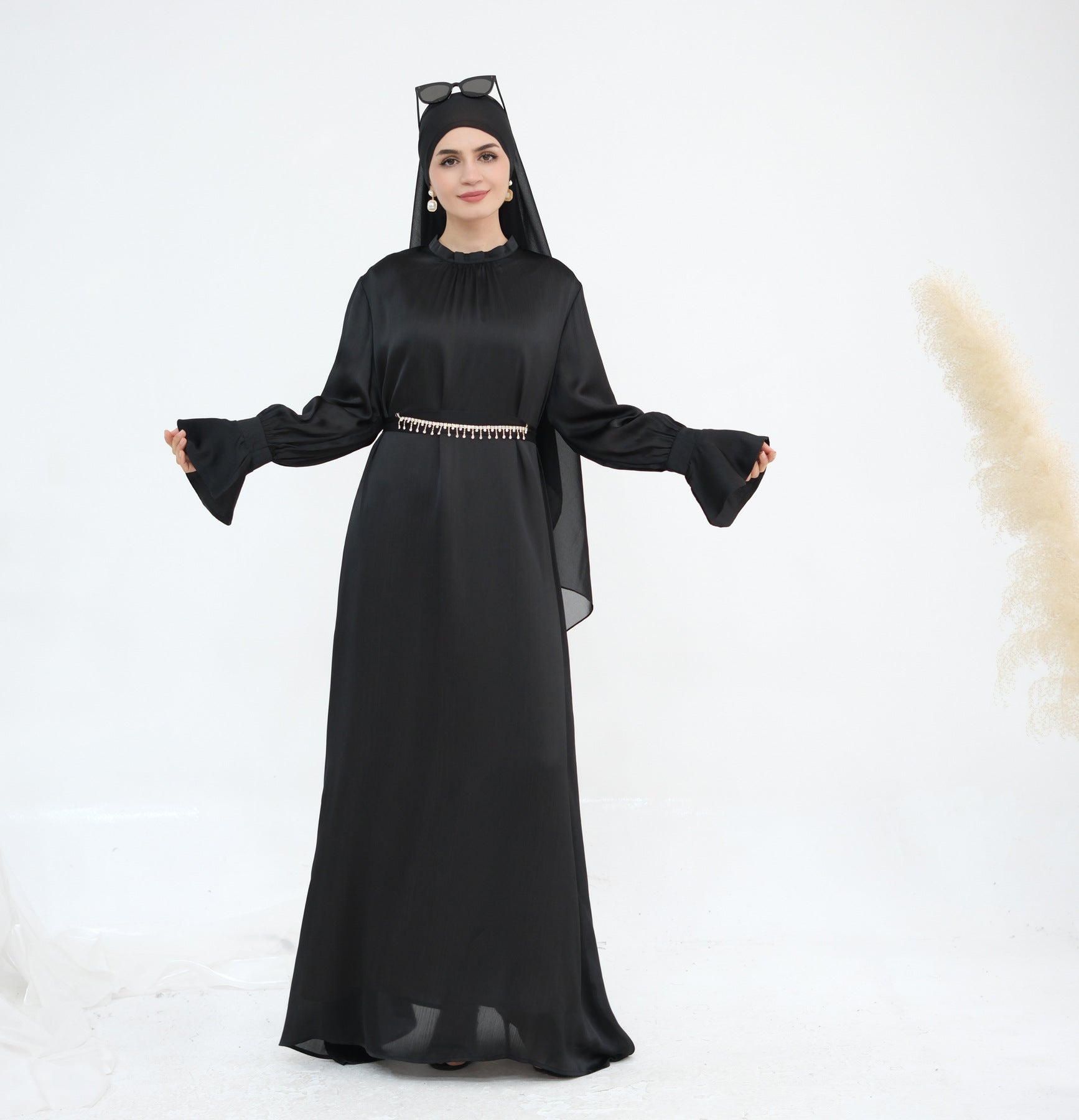 European And American Dubai Elegant Satin Dress - Meesal