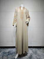 Women's Embroidered Rope Embroidered Muslim Dress - Meesal