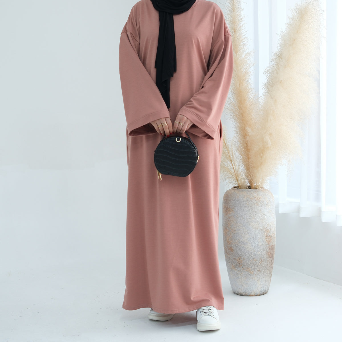 Dubai Middle East Turkey Solid Color Hoodie Dress - Meesal