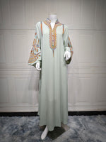 Women's Embroidered Rope Embroidered Muslim Dress - Meesal